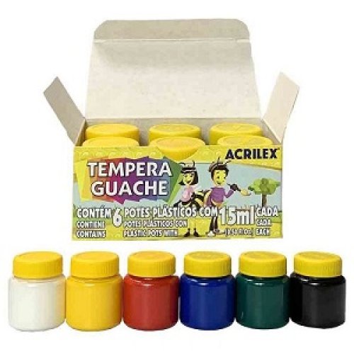 Témpera Guache Acrilex 90cc - 6 Colores