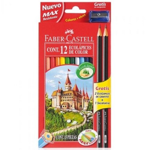 Set Faber Castell 15: 12 Colores + 2 Lápices + Sacapuntas