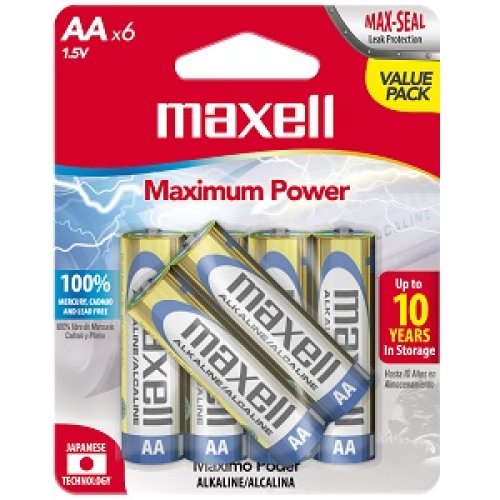 Pila Alcalina Maxell AA - Blister 6 unidades