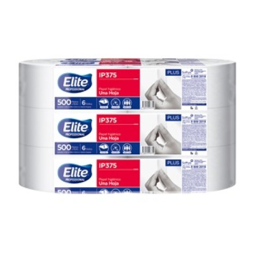 Papel Higiénico Elite Jumbo 1 Hoja Plus 500m - 6 bobinas