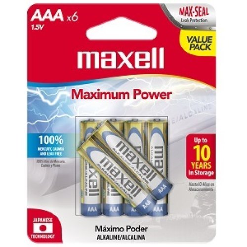 Pila Alcalina Maxell AAA - Blister 6 unidades