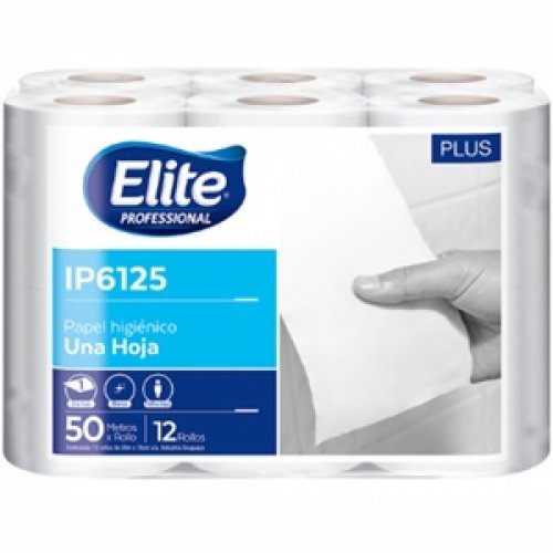 Papel Higiénico Elite Rollito 1 Hoja Plus 50m - 48 rollos